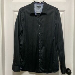 TED BAKER | London | Button Down |Black w Blue Paisley Cuff/Collar|Shirt |Size S